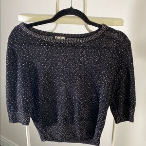 DKNY Black Off-the-Shoulder Sweater Knit